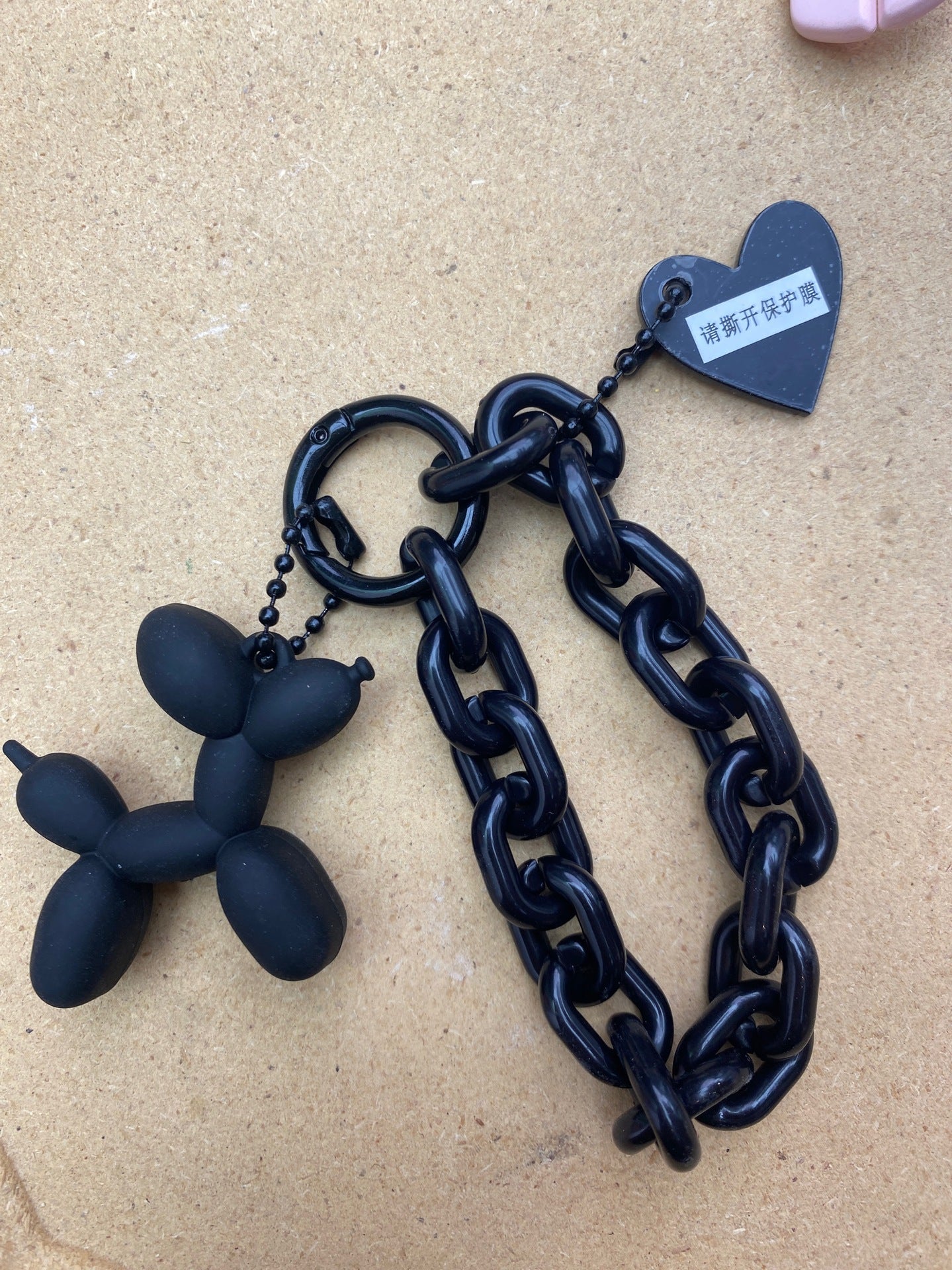 Wholesale Black Bracelet Love Pendant Leather Keychain